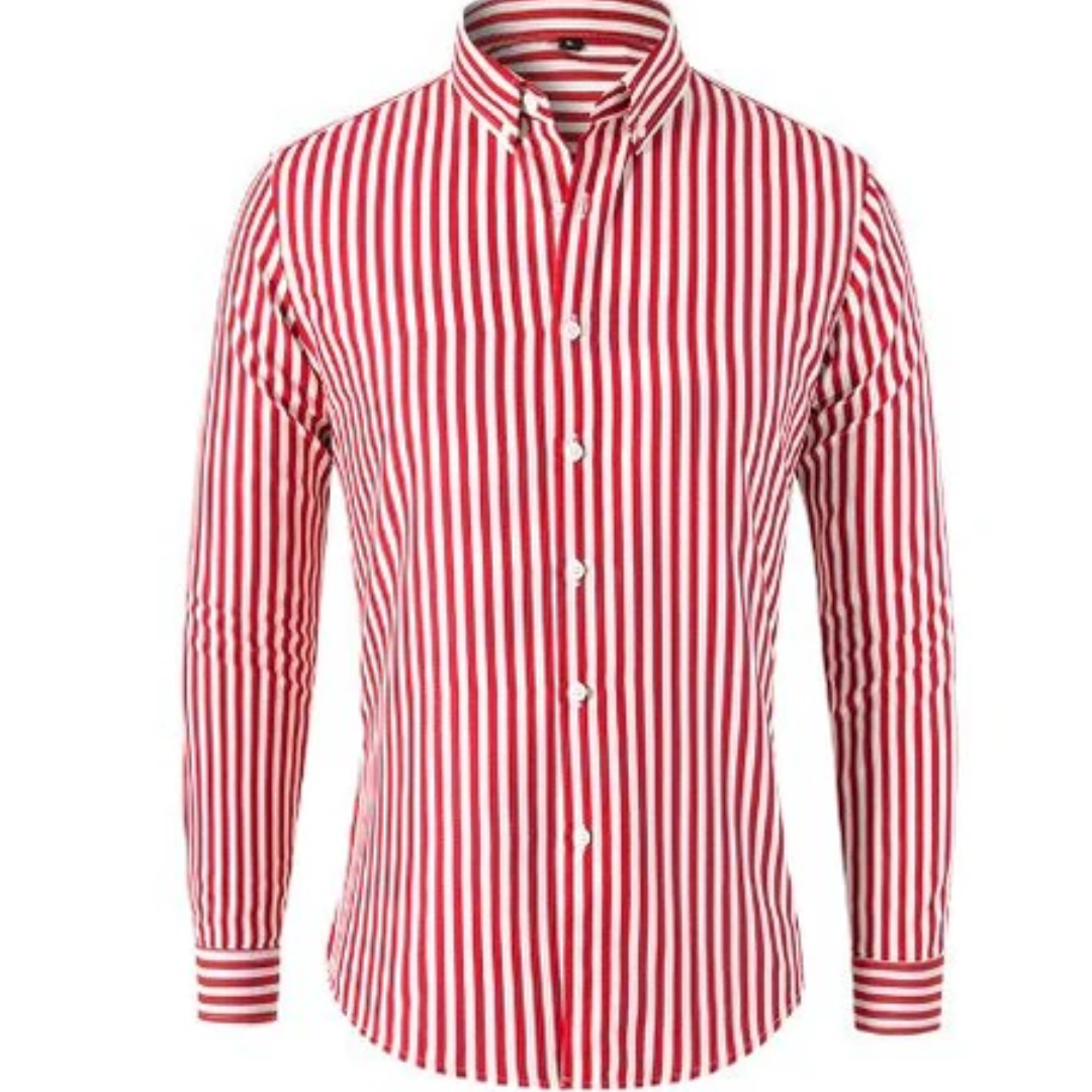 Kacob | Men's Striped Shirt – Button Down Collar Long Sleeve Oxford Shirt