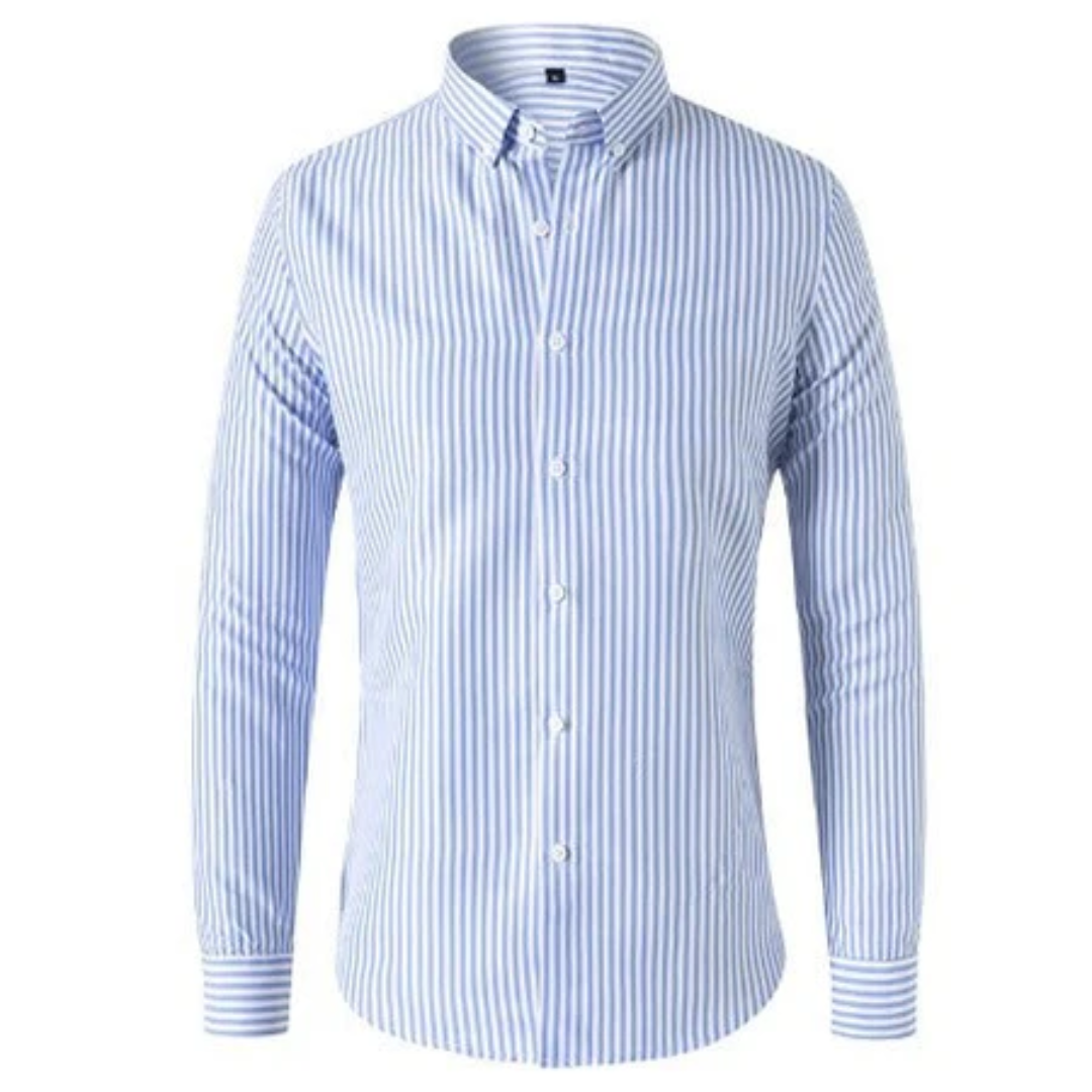 Kacob | Men's Striped Shirt – Button Down Collar Long Sleeve Oxford Shirt