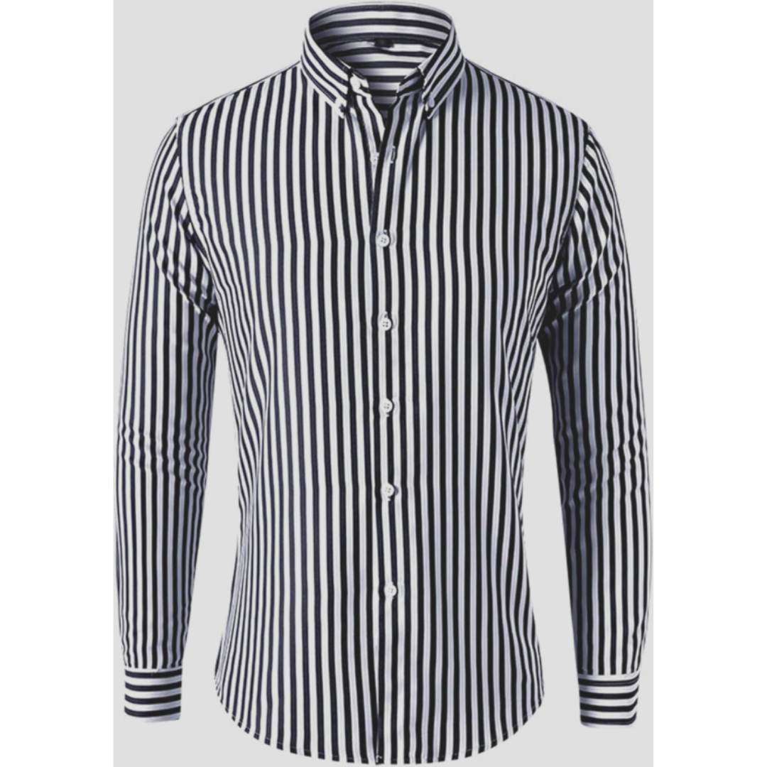 Kacob | Men's Striped Shirt – Button Down Collar Long Sleeve Oxford Shirt