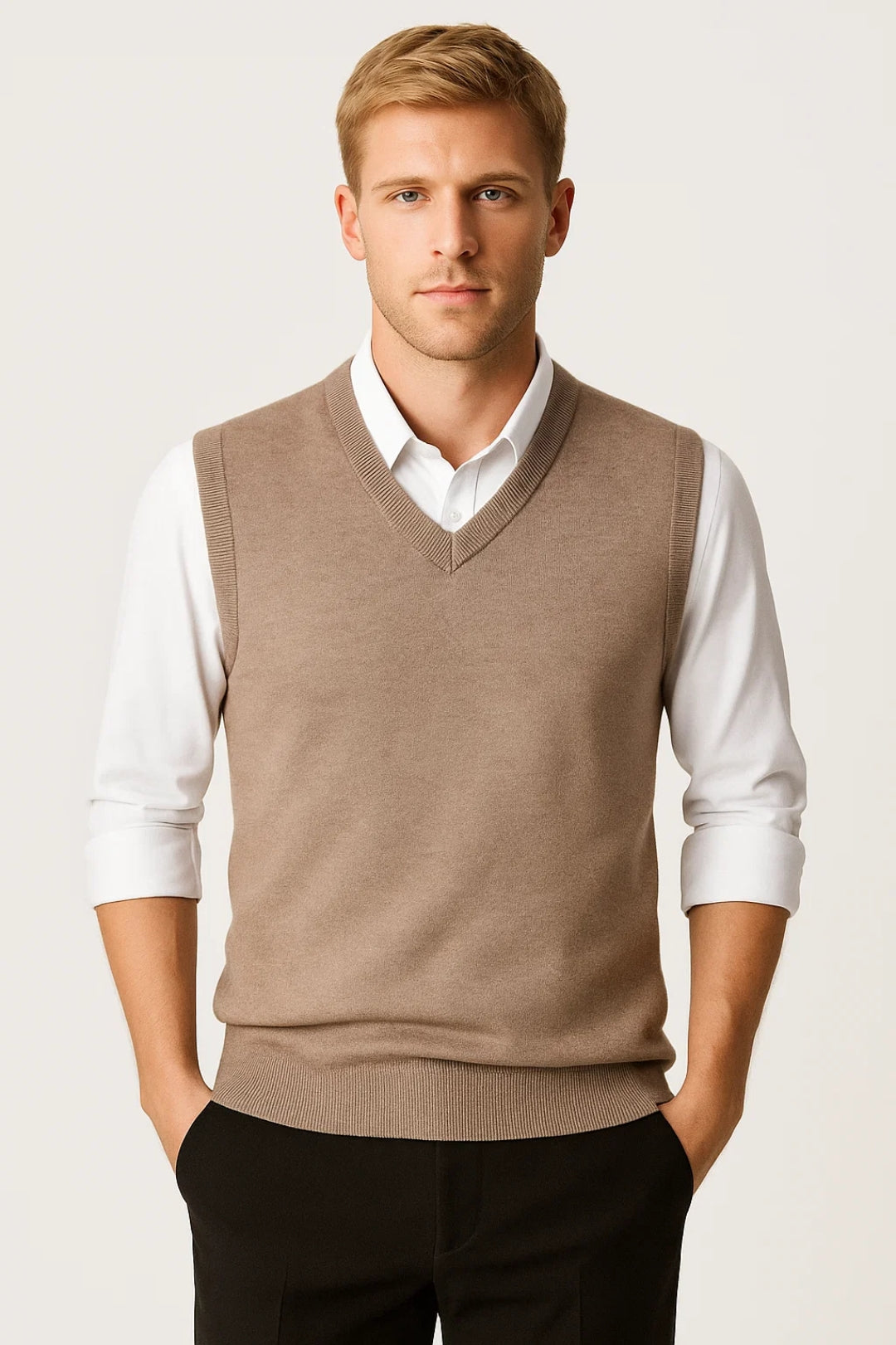 Kacob | Men's Sweater Vest – V Neck Knitted Tank Top