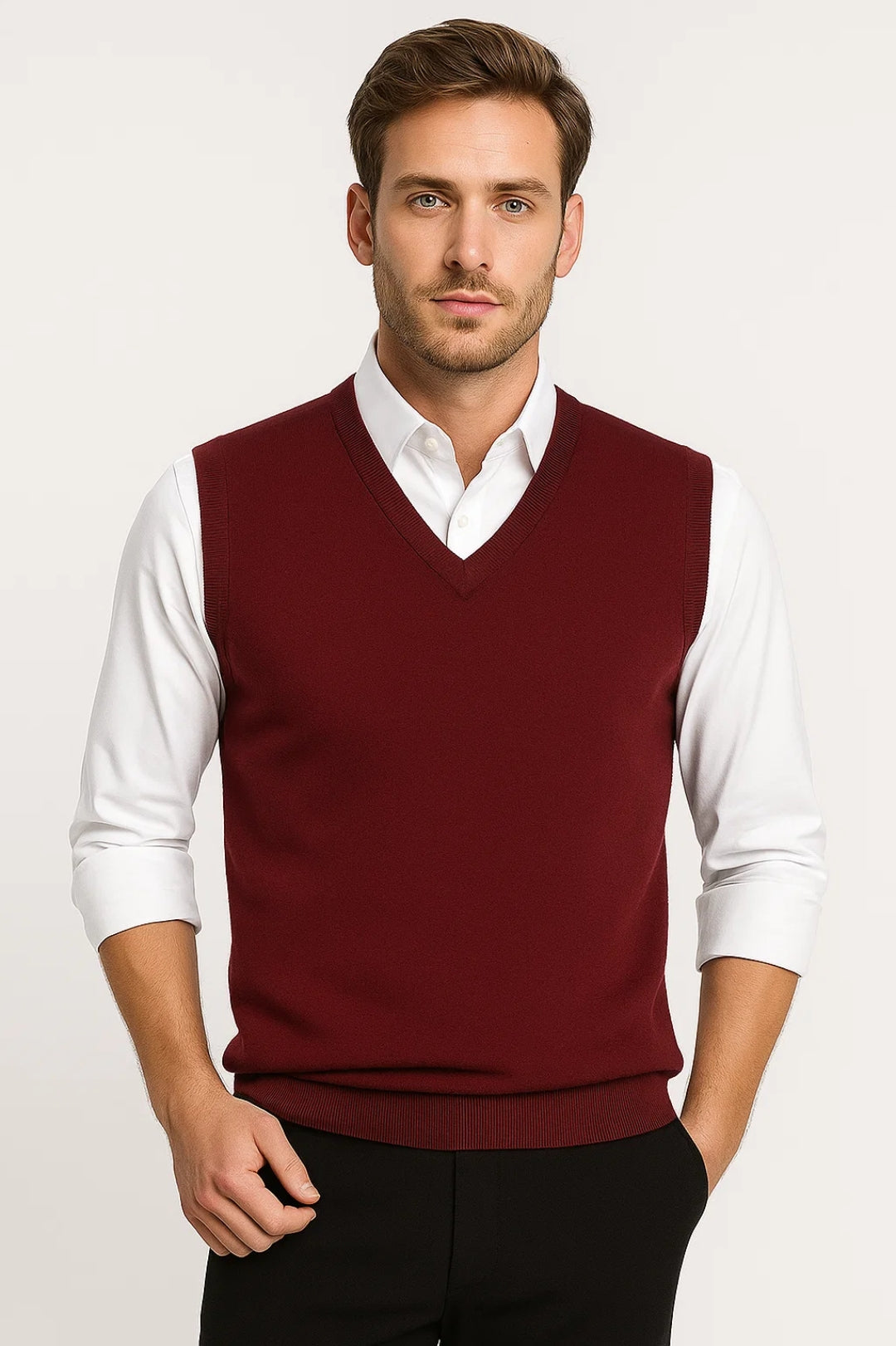 Kacob | Men's Sweater Vest – V Neck Knitted Tank Top