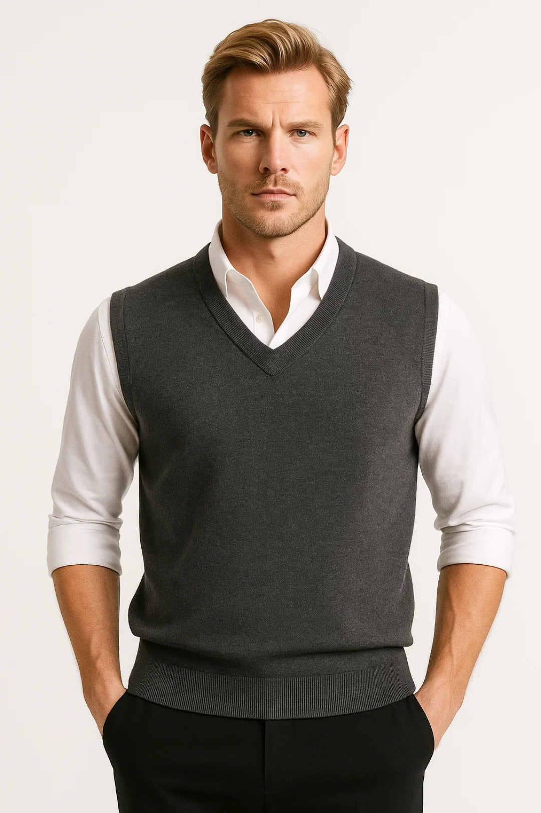 Kacob | Men's Sweater Vest – V Neck Knitted Tank Top