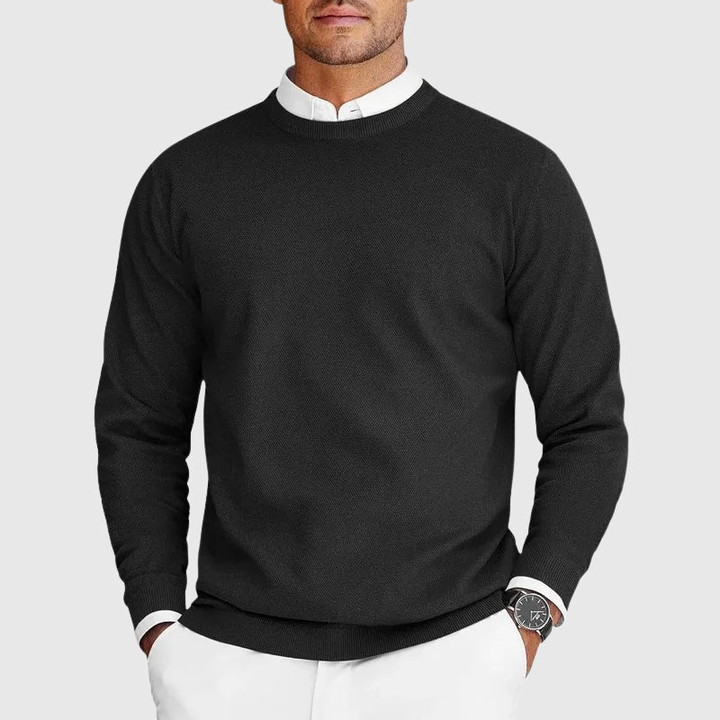 Kacob | Men's Tailored Crew Neck Jumper – Fine Knit Smart Pullover