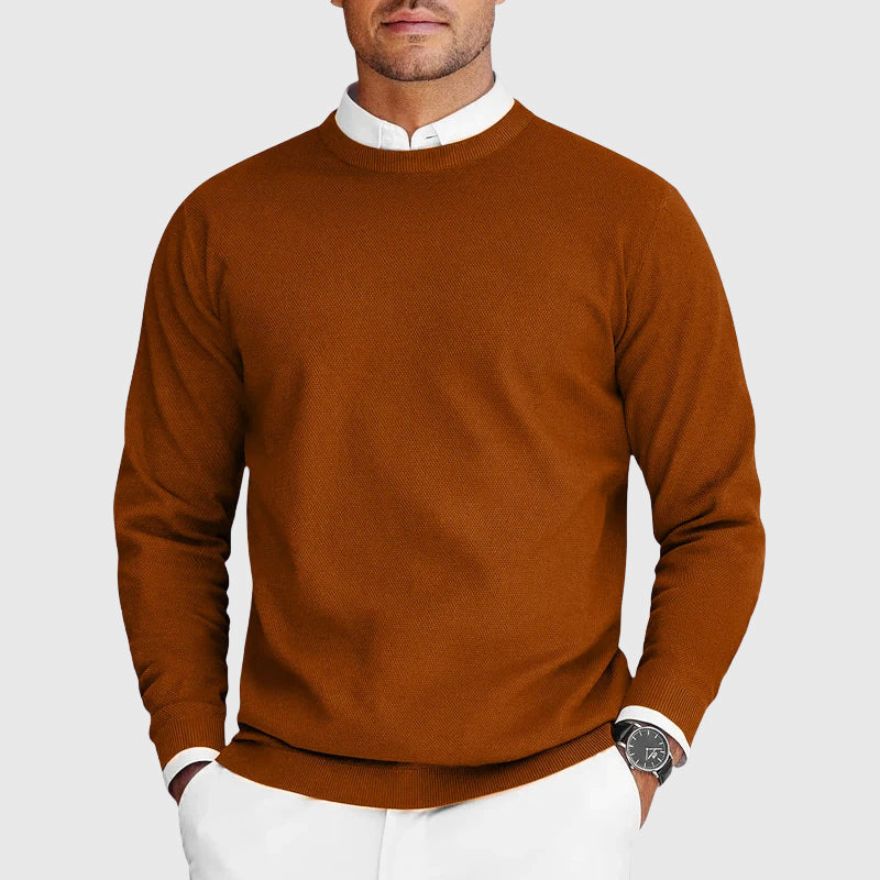 Kacob | Men's Tailored Crew Neck Jumper – Fine Knit Smart Pullover