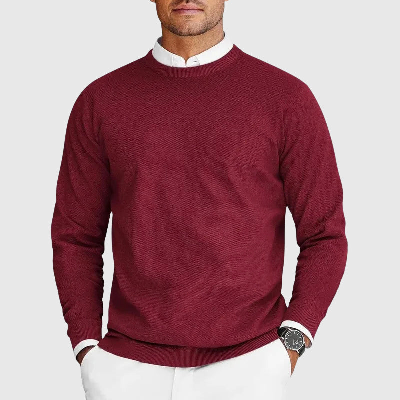 Kacob | Men's Tailored Crew Neck Jumper – Fine Knit Smart Pullover