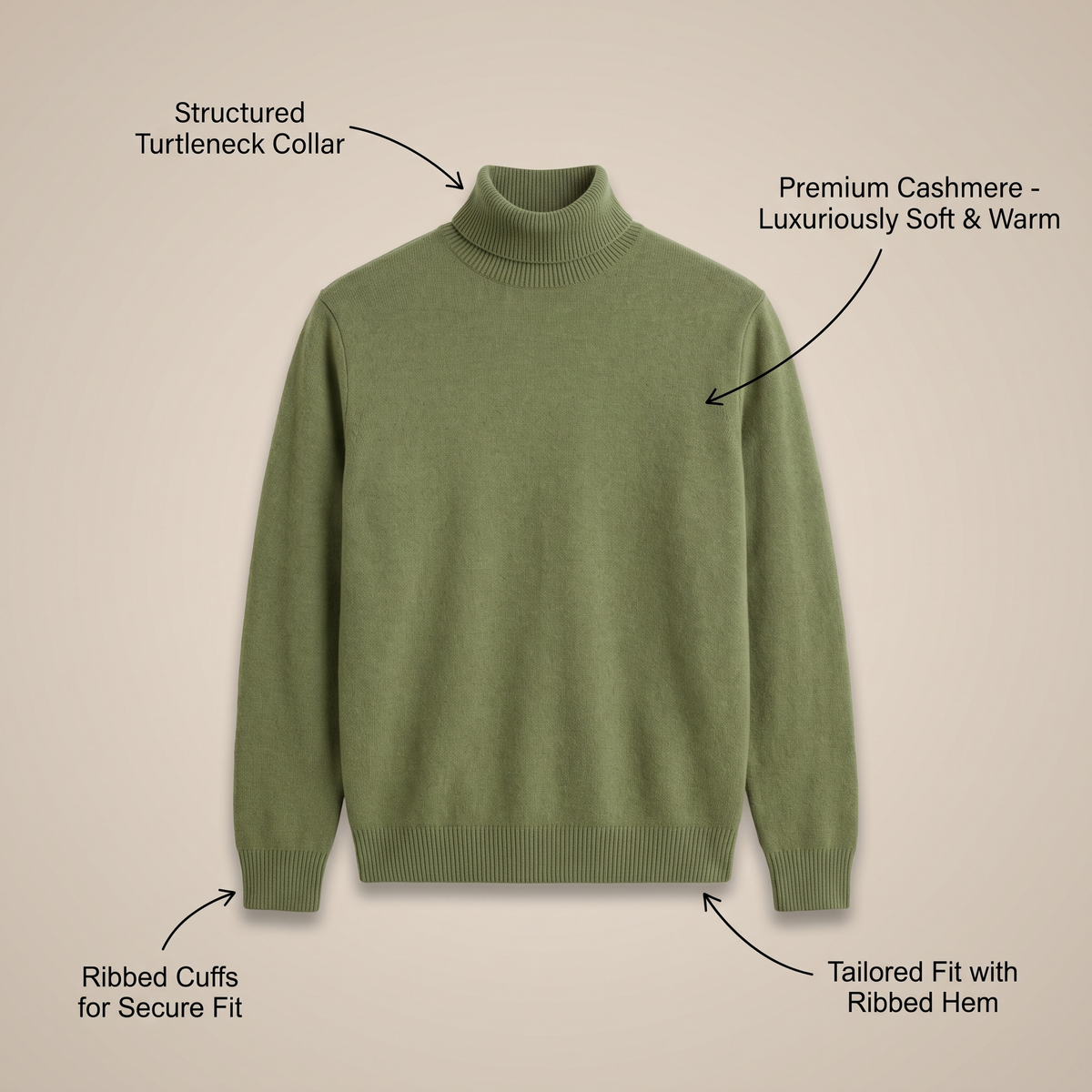 Kacob | Men's Tailored Fit Roll Neck Jumper – Classic Knitted Turtleneck