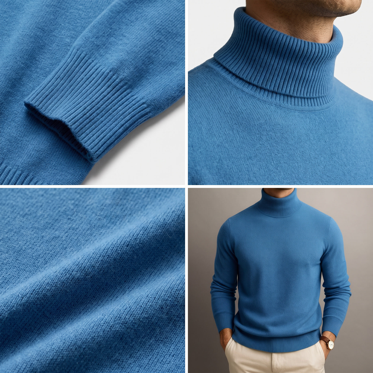 Kacob | Men's Tailored Fit Roll Neck Jumper – Classic Knitted Turtleneck