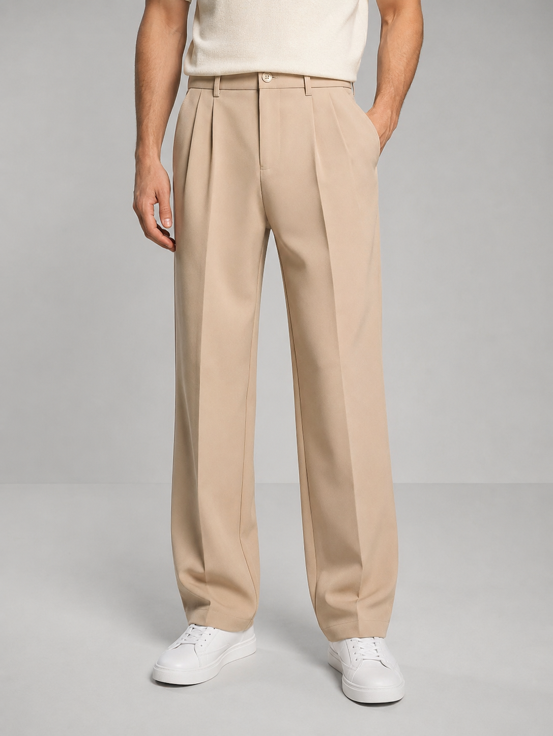 Kacob | Men's Tailored Straight Leg Trousers – Pleated Smart Work Trousers