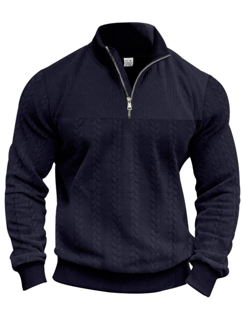 Kacob | Men's Textured Half Zip Jumper – Stand Collar Pullover