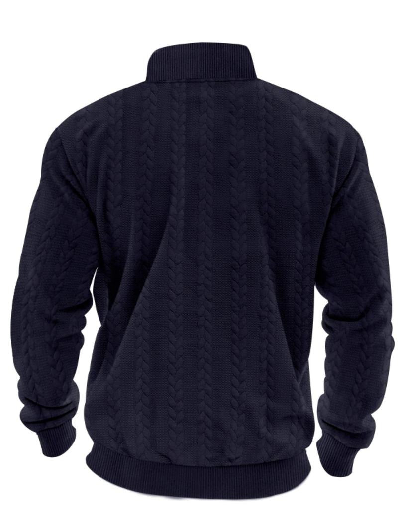 Kacob | Men's Textured Half Zip Jumper – Stand Collar Pullover