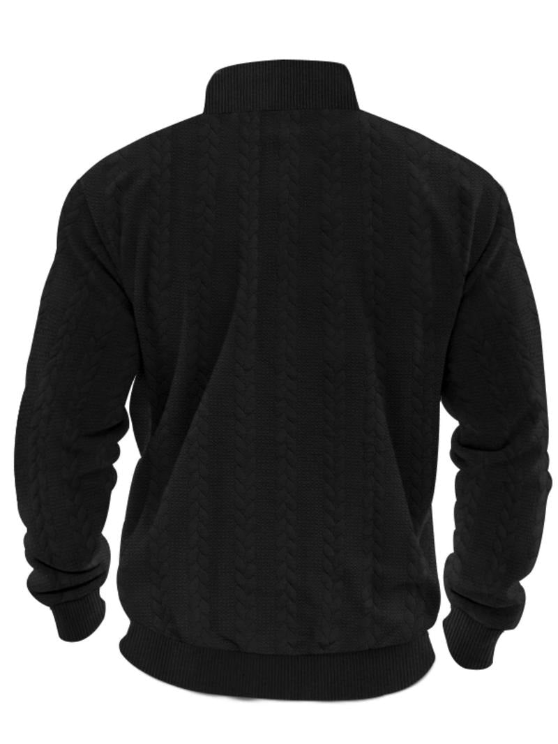 Kacob | Men's Textured Half Zip Jumper – Stand Collar Pullover