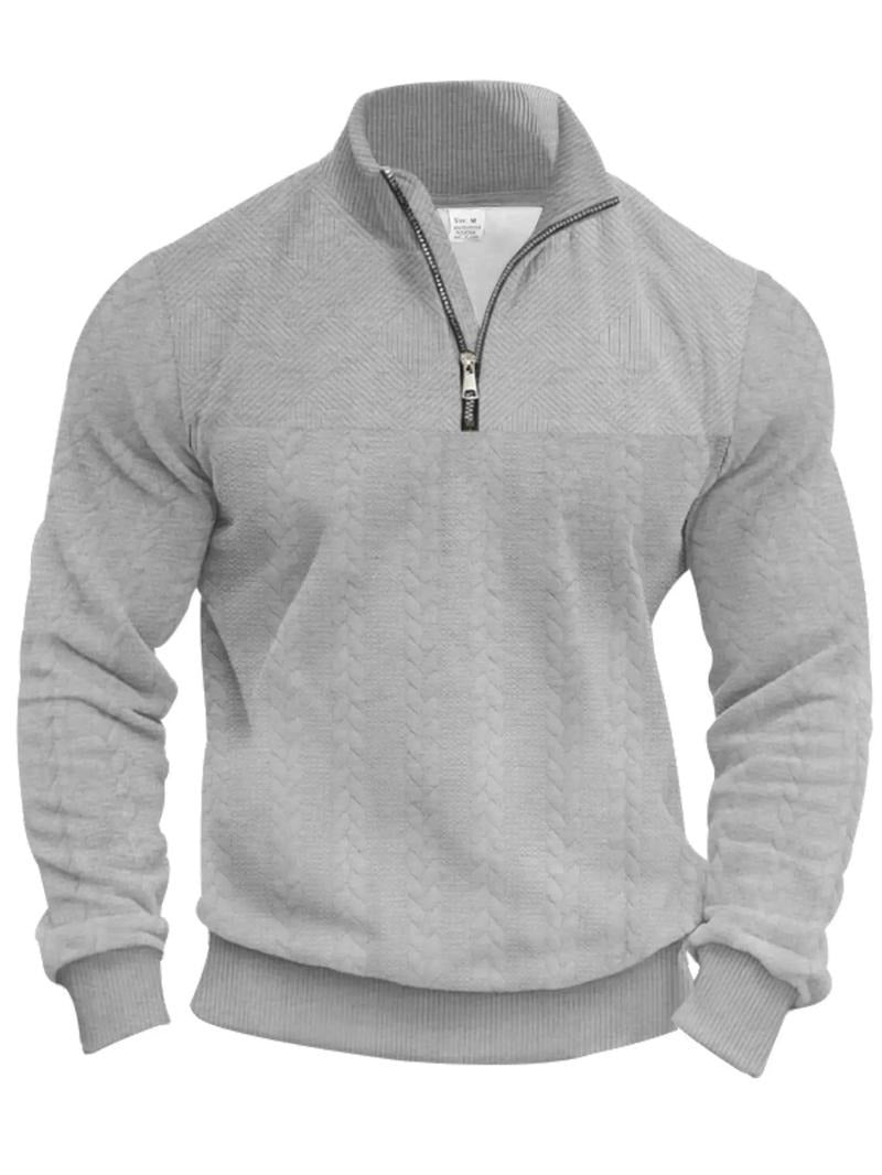 Kacob | Men's Textured Half Zip Jumper – Stand Collar Pullover