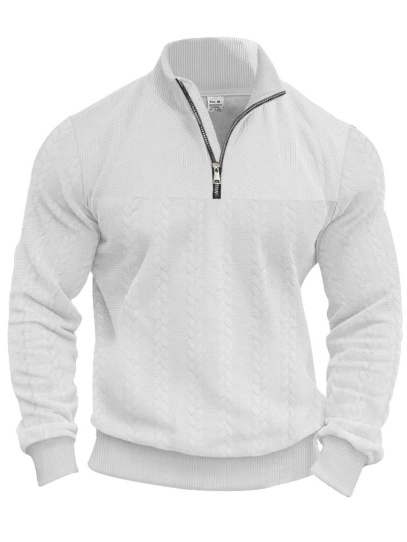 Kacob | Men's Textured Half Zip Jumper – Stand Collar Pullover