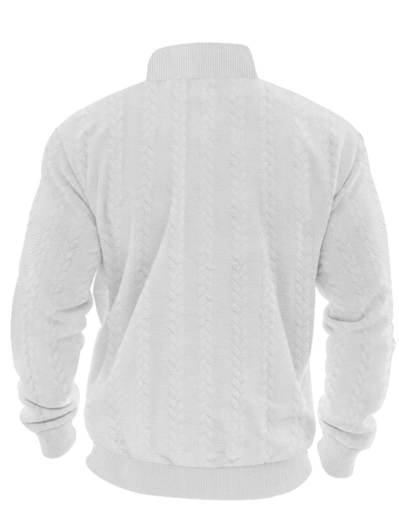 Kacob | Men's Textured Half Zip Jumper – Stand Collar Pullover