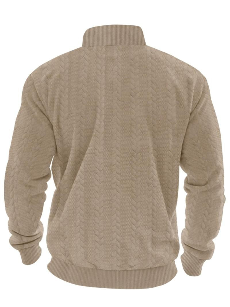 Kacob | Men's Textured Half Zip Jumper – Stand Collar Pullover