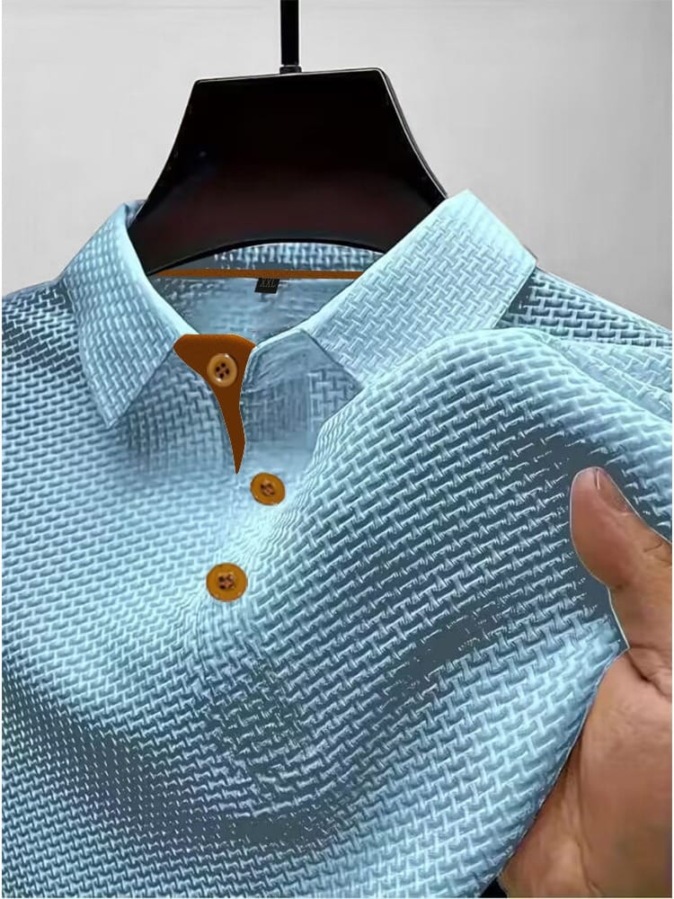 Kacob | Men's Textured Knitted Polo – Classic Collar Knit Polo Jumper