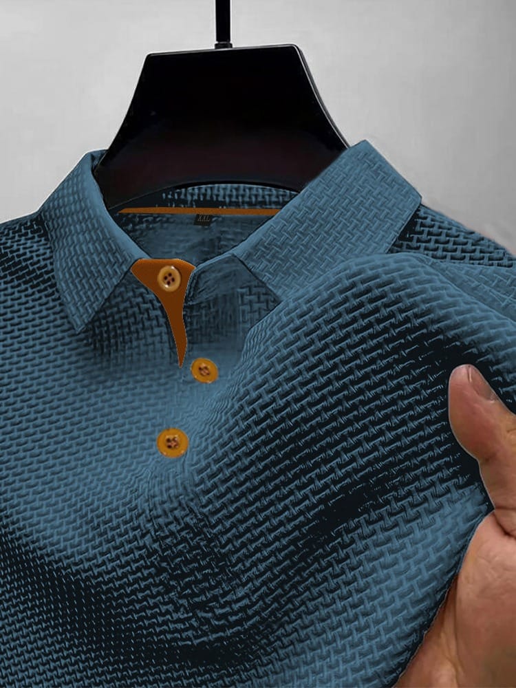 Kacob | Men's Textured Knitted Polo – Classic Collar Knit Polo Jumper