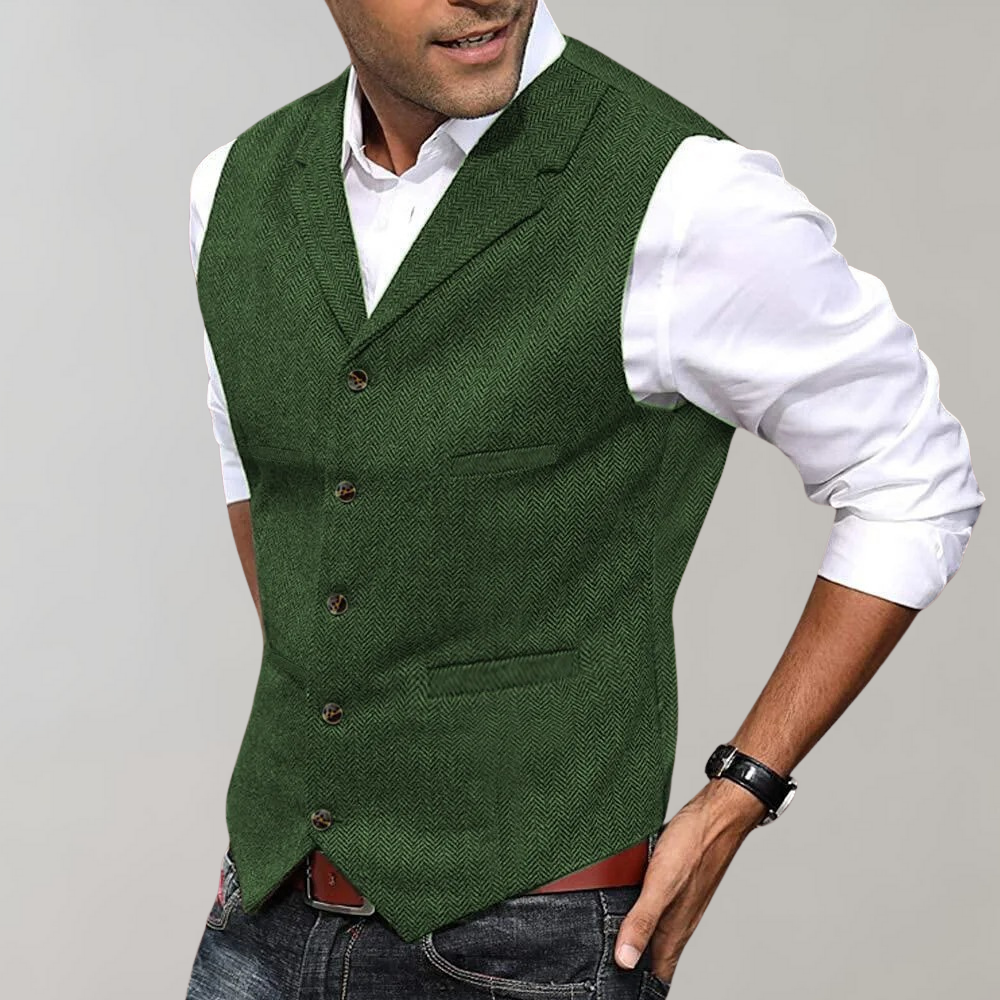 Kacob | Men's Textured Waistcoat – Notch Collar Smart Casual Vest