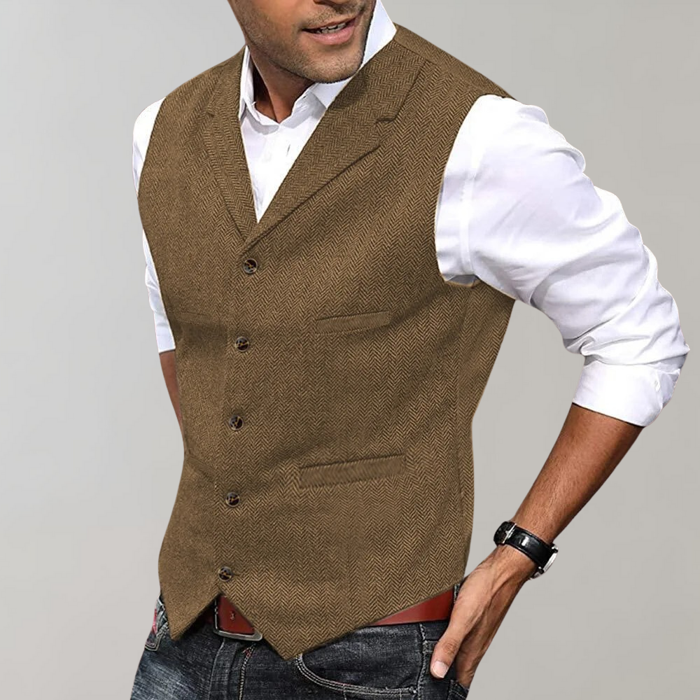 Kacob | Men's Textured Waistcoat – Notch Collar Smart Casual Vest