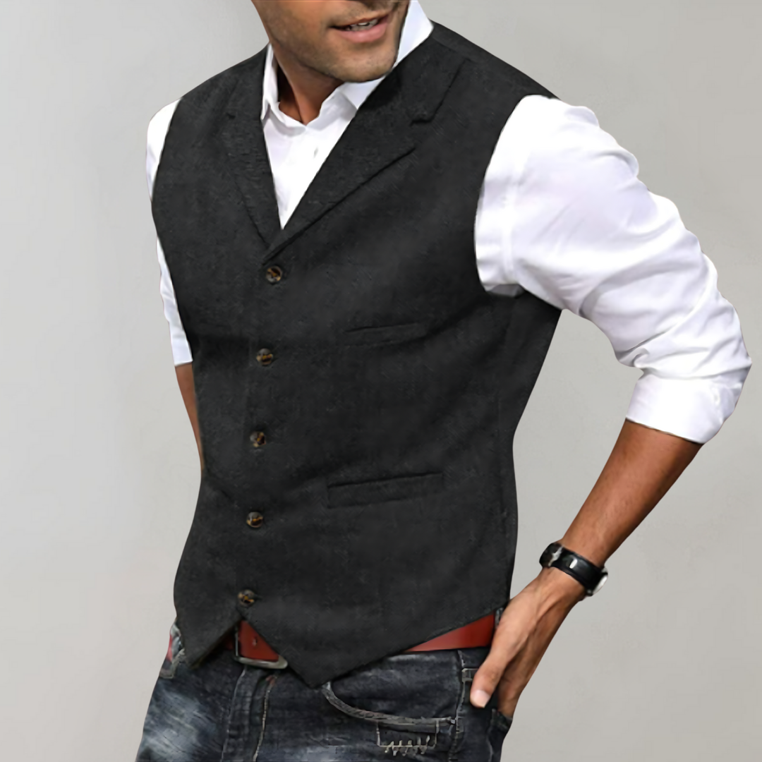Kacob | Men's Textured Waistcoat – Notch Collar Smart Casual Vest