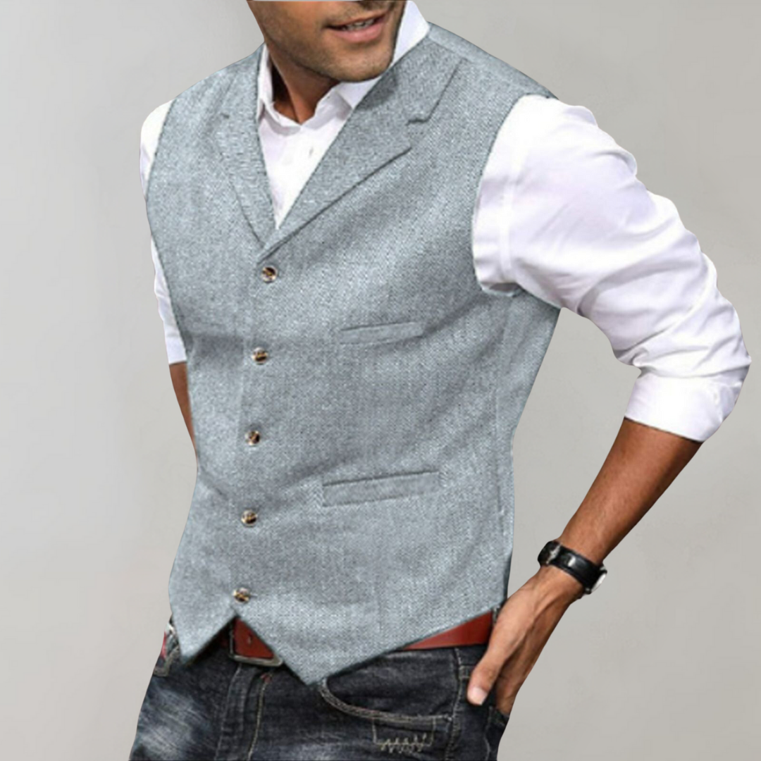 Kacob | Men's Textured Waistcoat – Notch Collar Smart Casual Vest