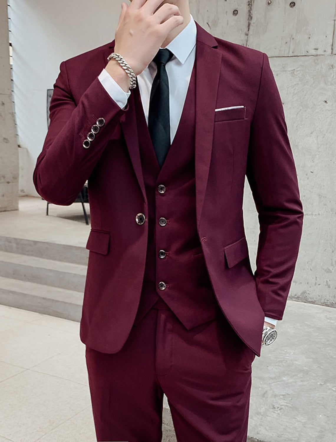 Kacob | Men's Three Piece Suit – Single-Breasted Two Button Wedding Suit