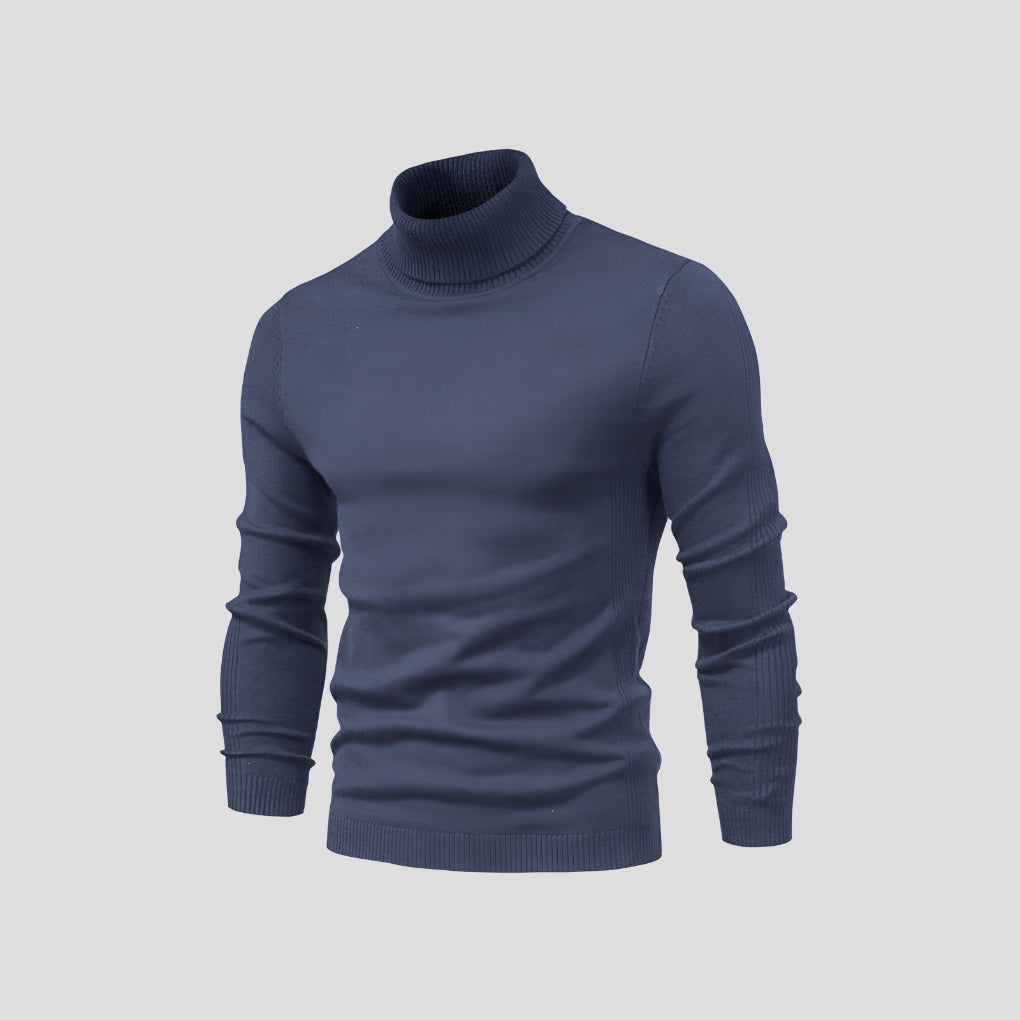 Kacob | Men's Turtleneck Jumper – Fine Knit Roll Neck Long Sleeve Top