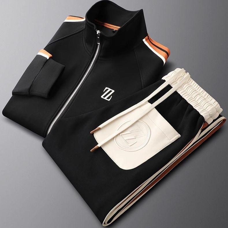 Kacob | Men's Two Piece Zip Up Tracksuit – Stand Collar Jacket and Joggers Set
