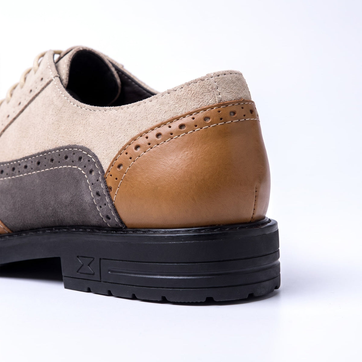 Kacob | Men's Two Tone Brogues – Wingtip Derby Shoes with Chunky Sole