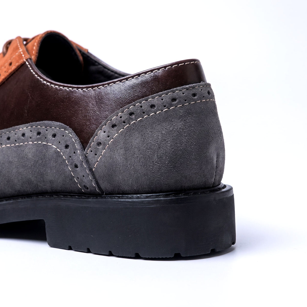 Kacob | Men's Two Tone Brogues – Wingtip Derby Shoes with Chunky Sole