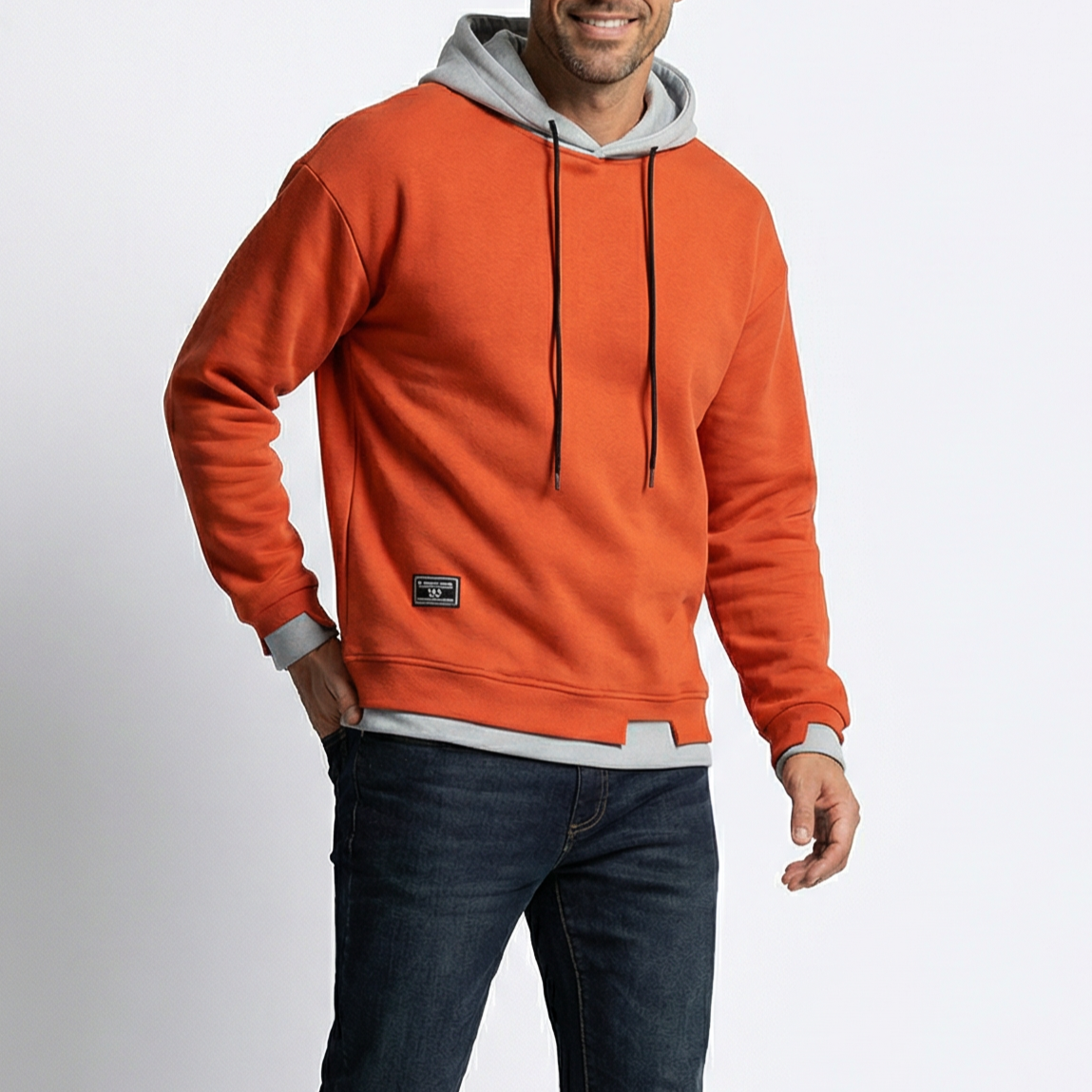 Kacob | Men's Two-Tone Hoodie with Contrast Hood – Relaxed Fit Fleece Lined Hoodie