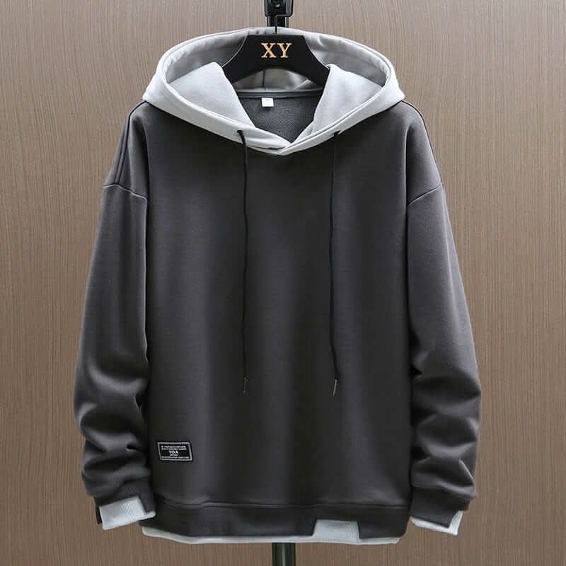 Kacob | Men's Two-Tone Hoodie with Contrast Hood – Relaxed Fit Fleece Lined Hoodie