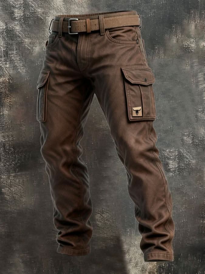 Kacob | Men's Utility Cargo Trousers – Straight Leg Workwear Trousers With Flap Pockets