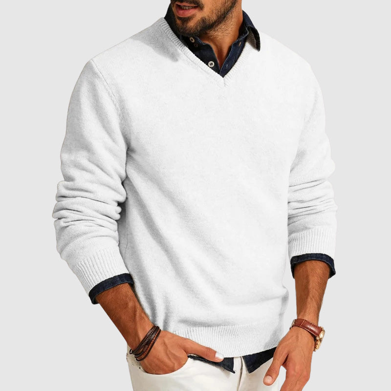 Kacob | Men's V-Neck Jumper – Smart Knitted Layering Sweater