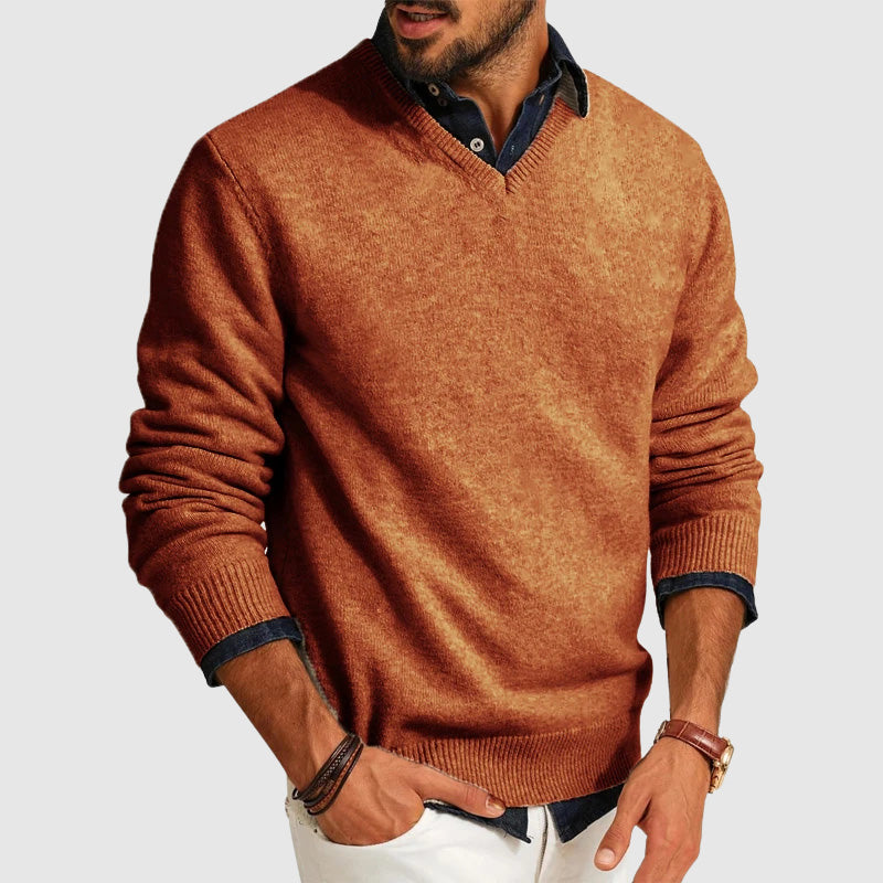 Kacob | Men's V-Neck Jumper – Smart Knitted Layering Sweater