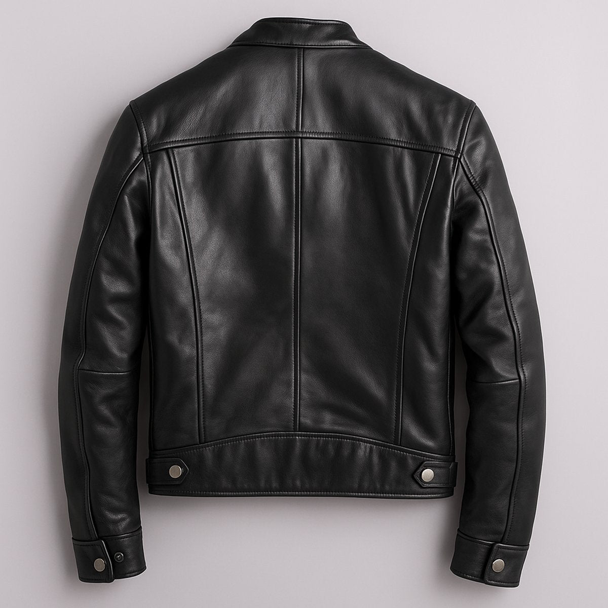 Kacob | Men's Vintage Biker Jacket – Band Collar Moto Jacket with Zip Pockets