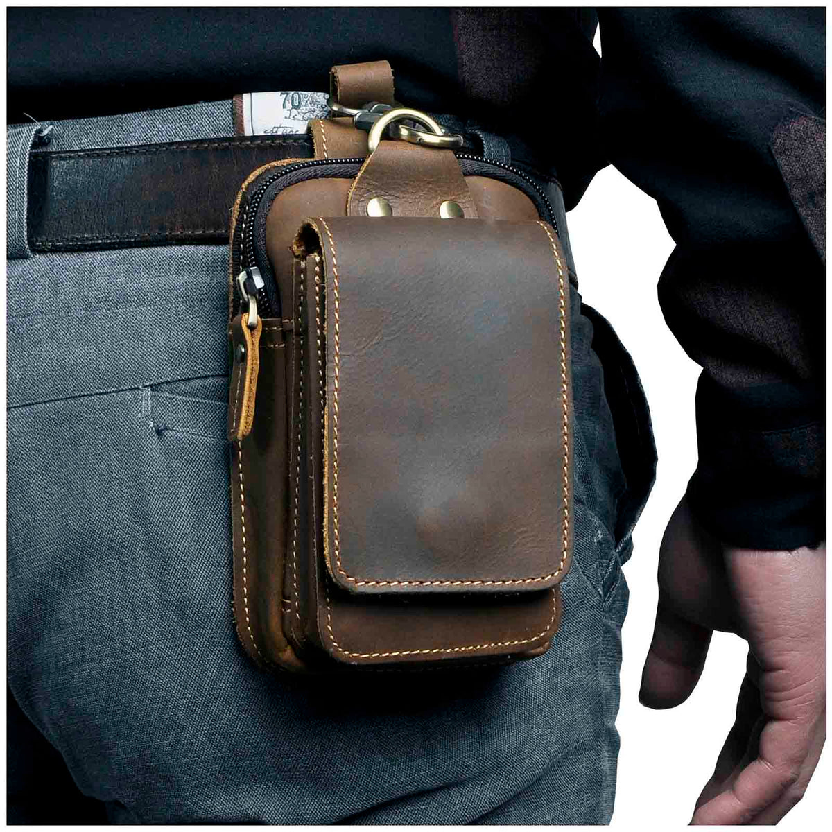 Men's Vintage Faux Leather Belt Pouch Bag