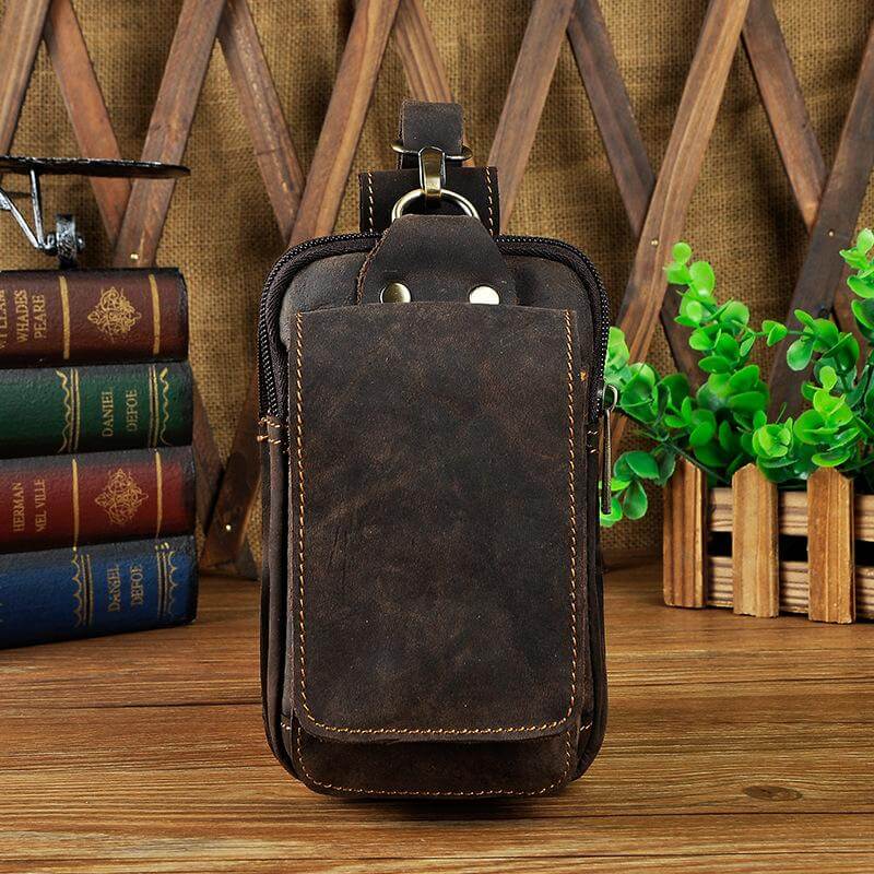 Men's Vintage Faux Leather Belt Pouch Bag