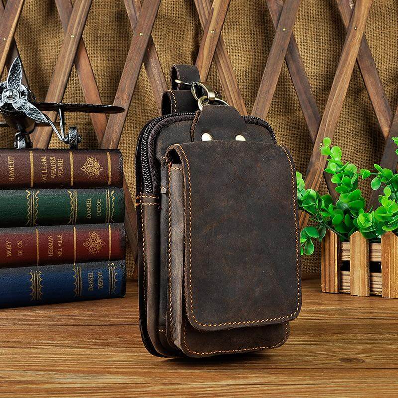 Men's Vintage Faux Leather Belt Pouch Bag