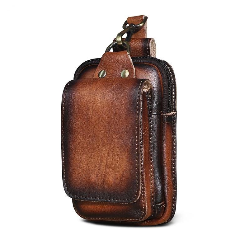 Men's Vintage Faux Leather Belt Pouch Bag