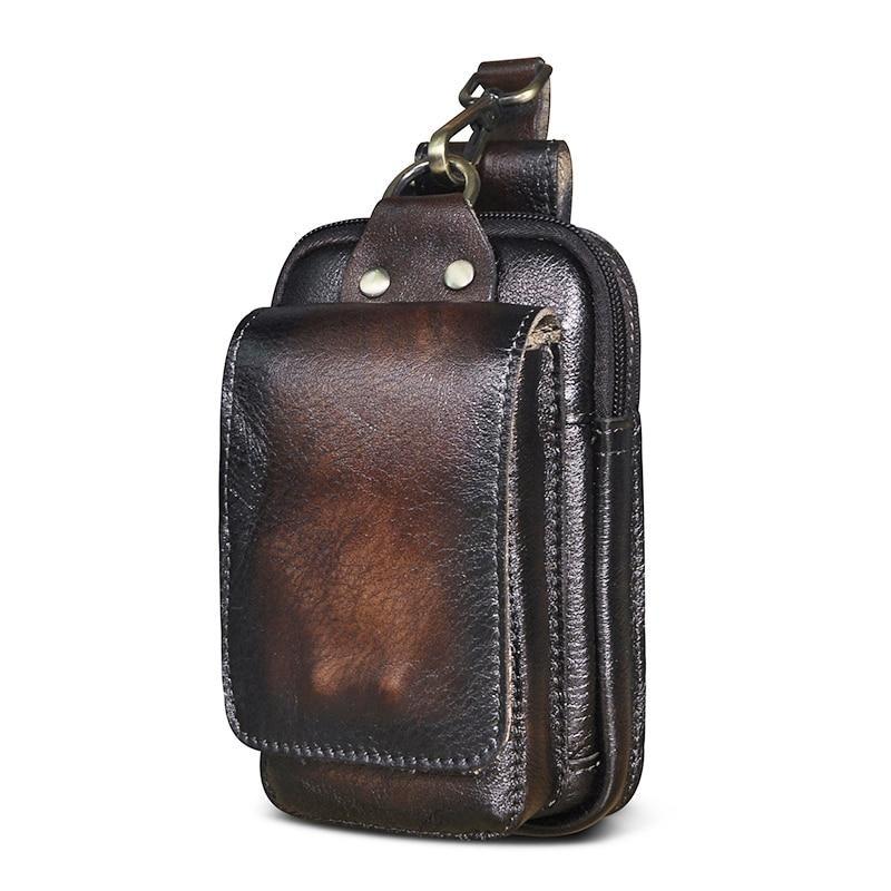 Men's Vintage Faux Leather Belt Pouch Bag