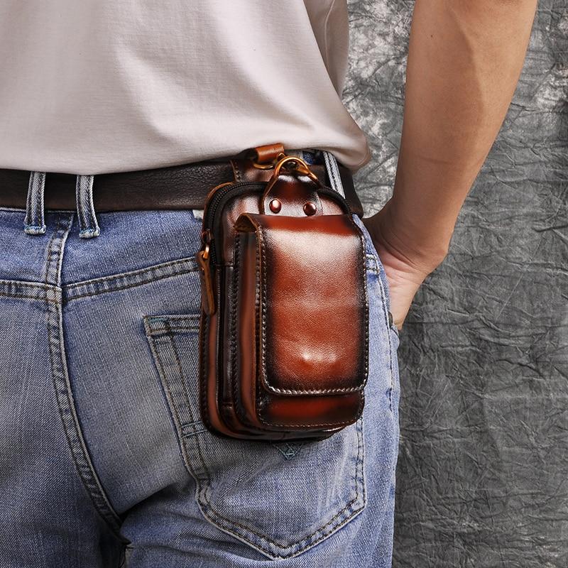 Men's Vintage Faux Leather Belt Pouch Bag
