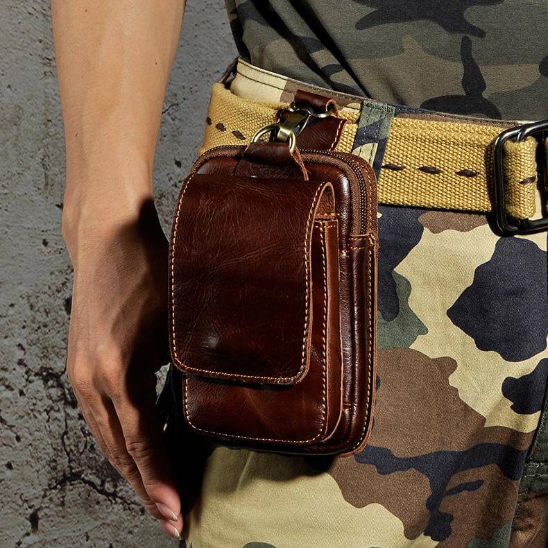 Men's Vintage Faux Leather Belt Pouch Bag