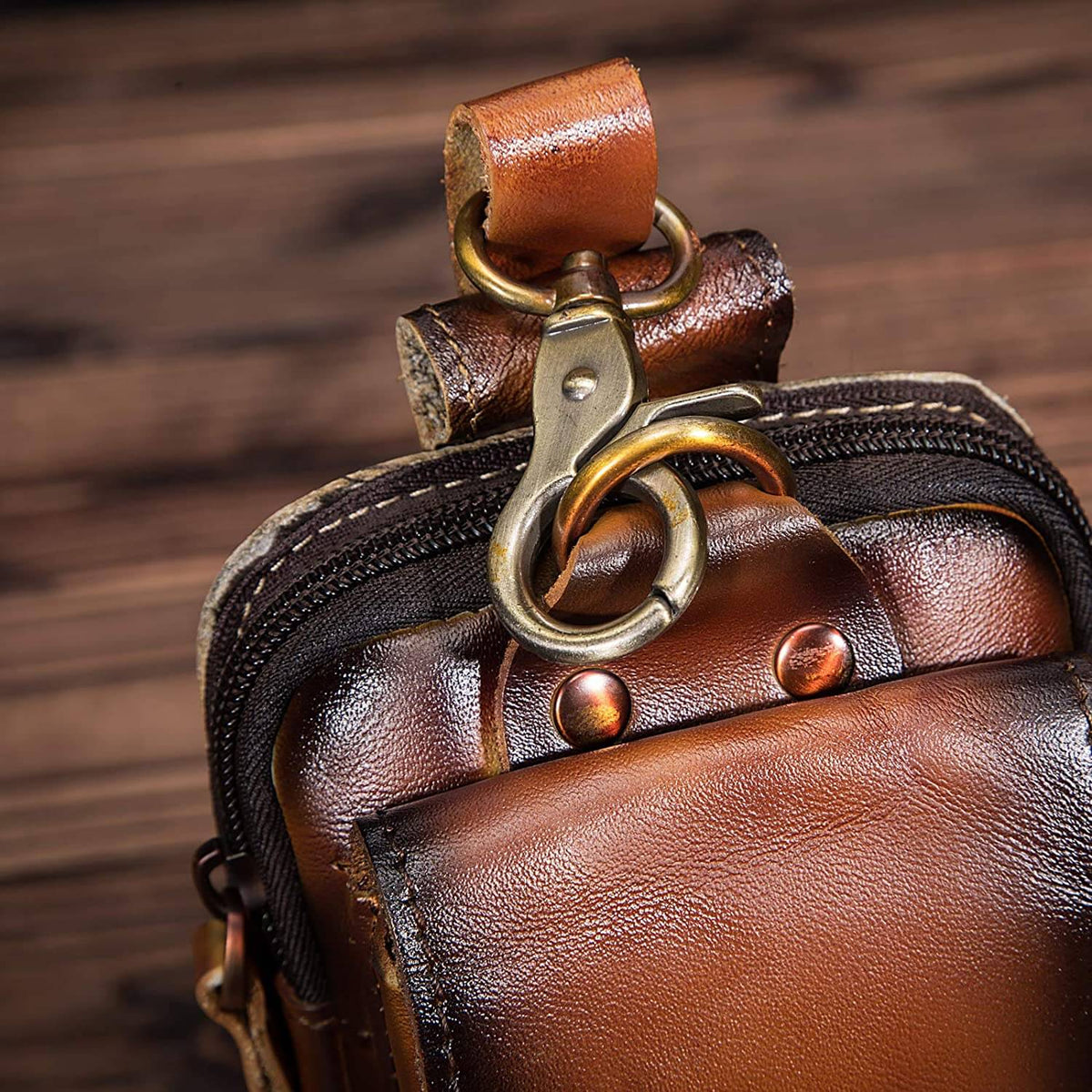 Men's Vintage Faux Leather Belt Pouch Bag