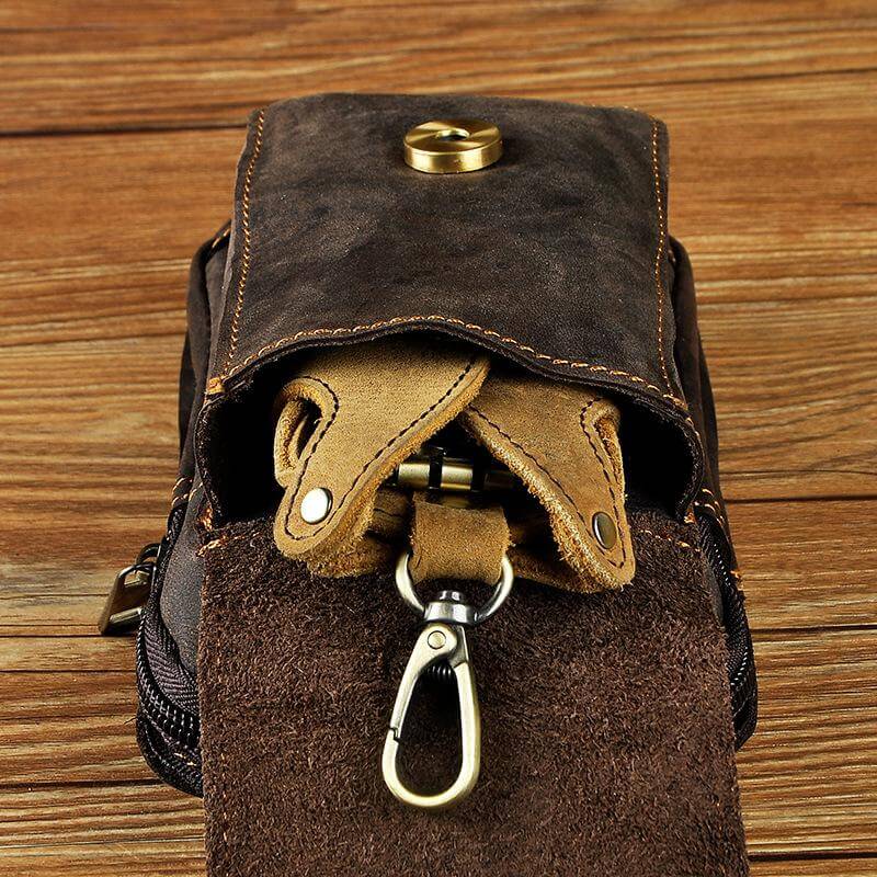 Men's Vintage Faux Leather Belt Pouch Bag
