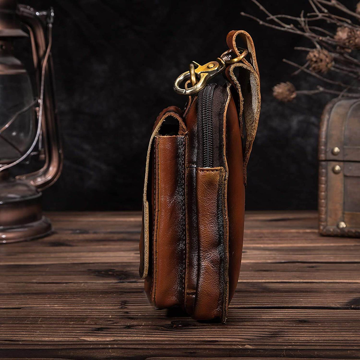 Men's Vintage Faux Leather Belt Pouch Bag