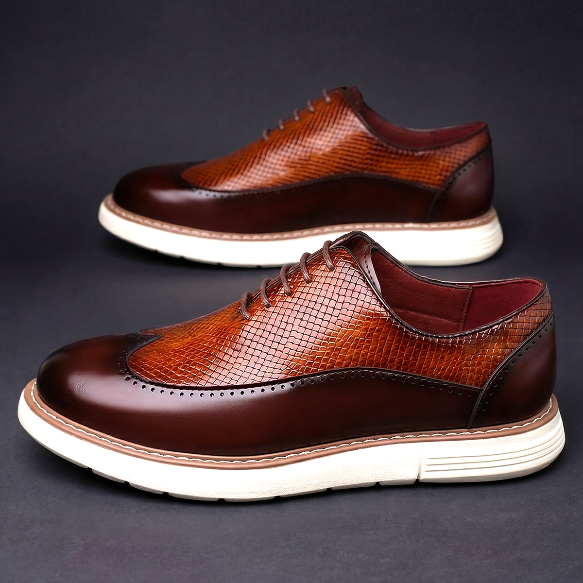 Kacob | Men's Wingtip Brogue Oxfords – Lace Up Shoes with Cushioned Sole