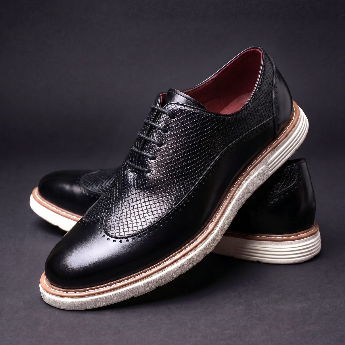 Kacob | Men's Wingtip Brogue Oxfords – Lace Up Shoes with Cushioned Sole