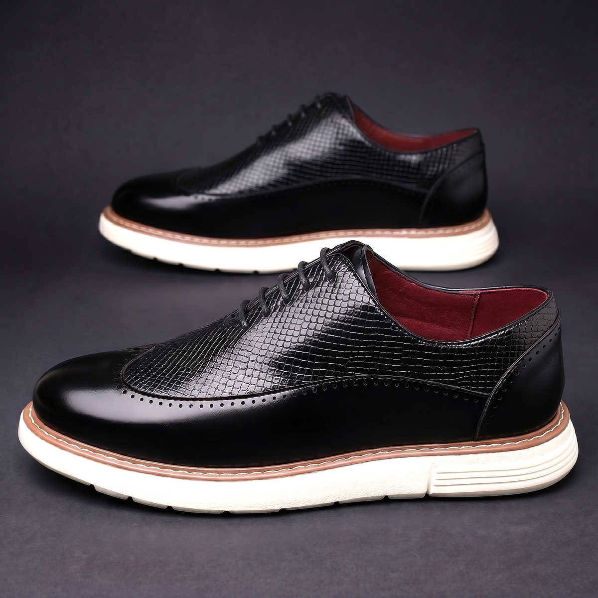 Kacob | Men's Wingtip Brogue Oxfords – Lace Up Shoes with Cushioned Sole