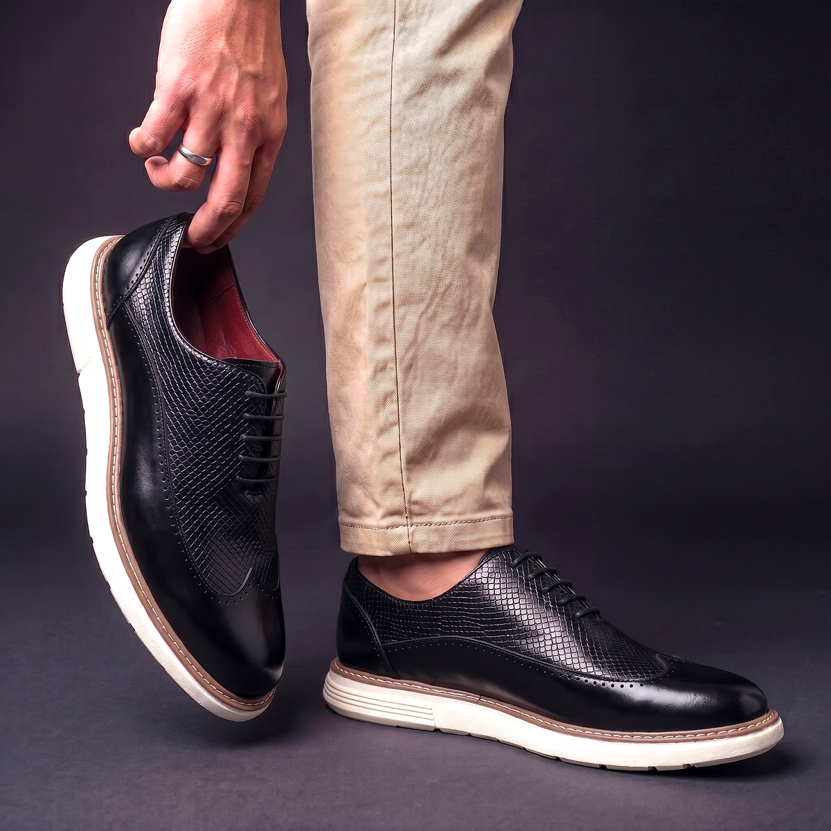 Kacob | Men's Wingtip Brogue Oxfords – Lace Up Shoes with Cushioned Sole